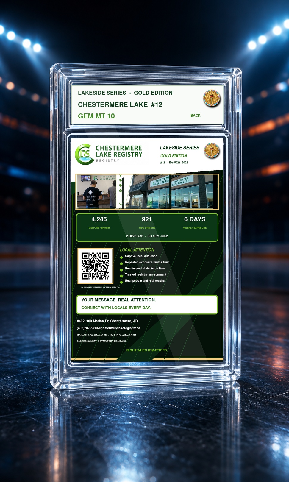 Chestermere Lake Registry location details and audience card