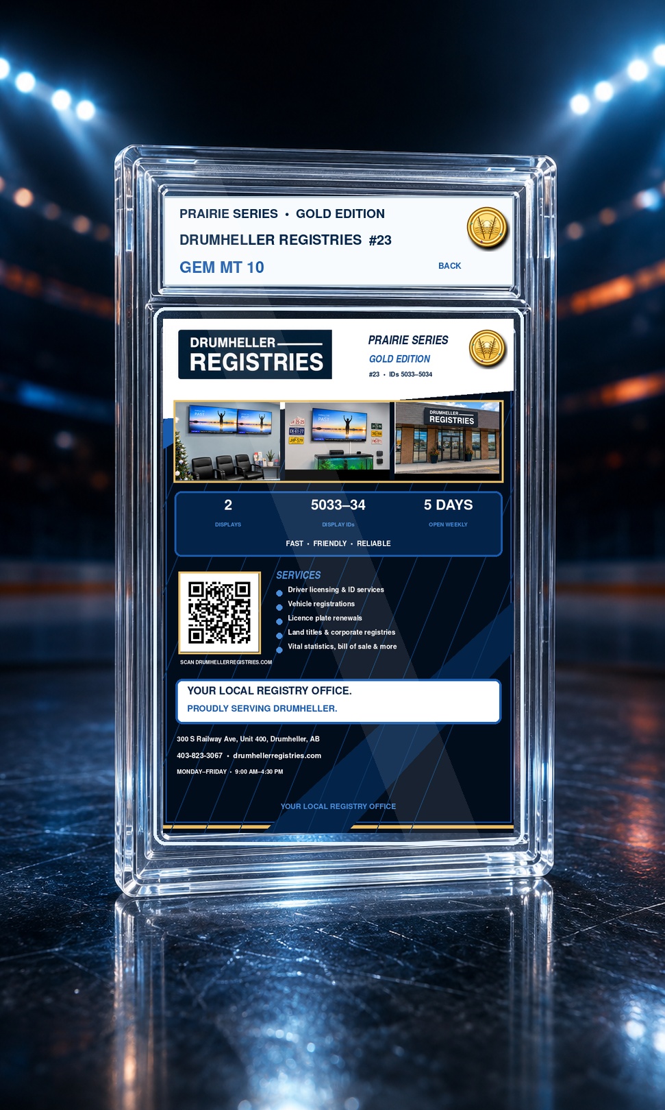 Drumheller Registries location details and audience card