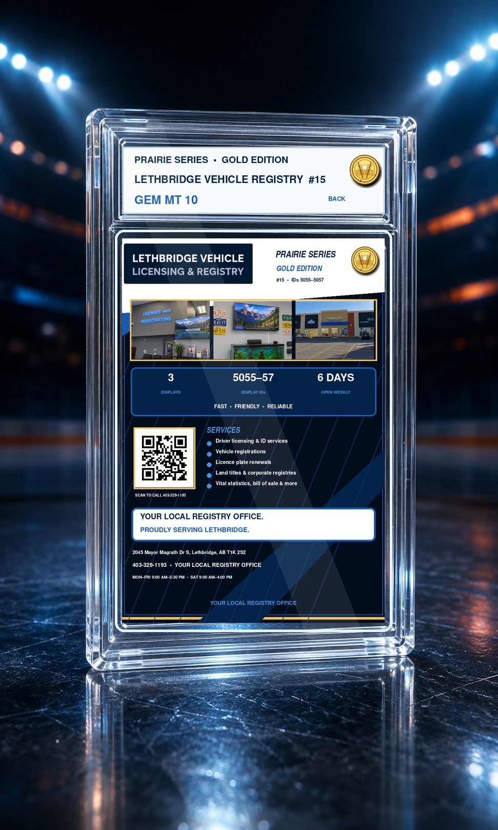 Lethbridge Vehicle Registry location details and audience card