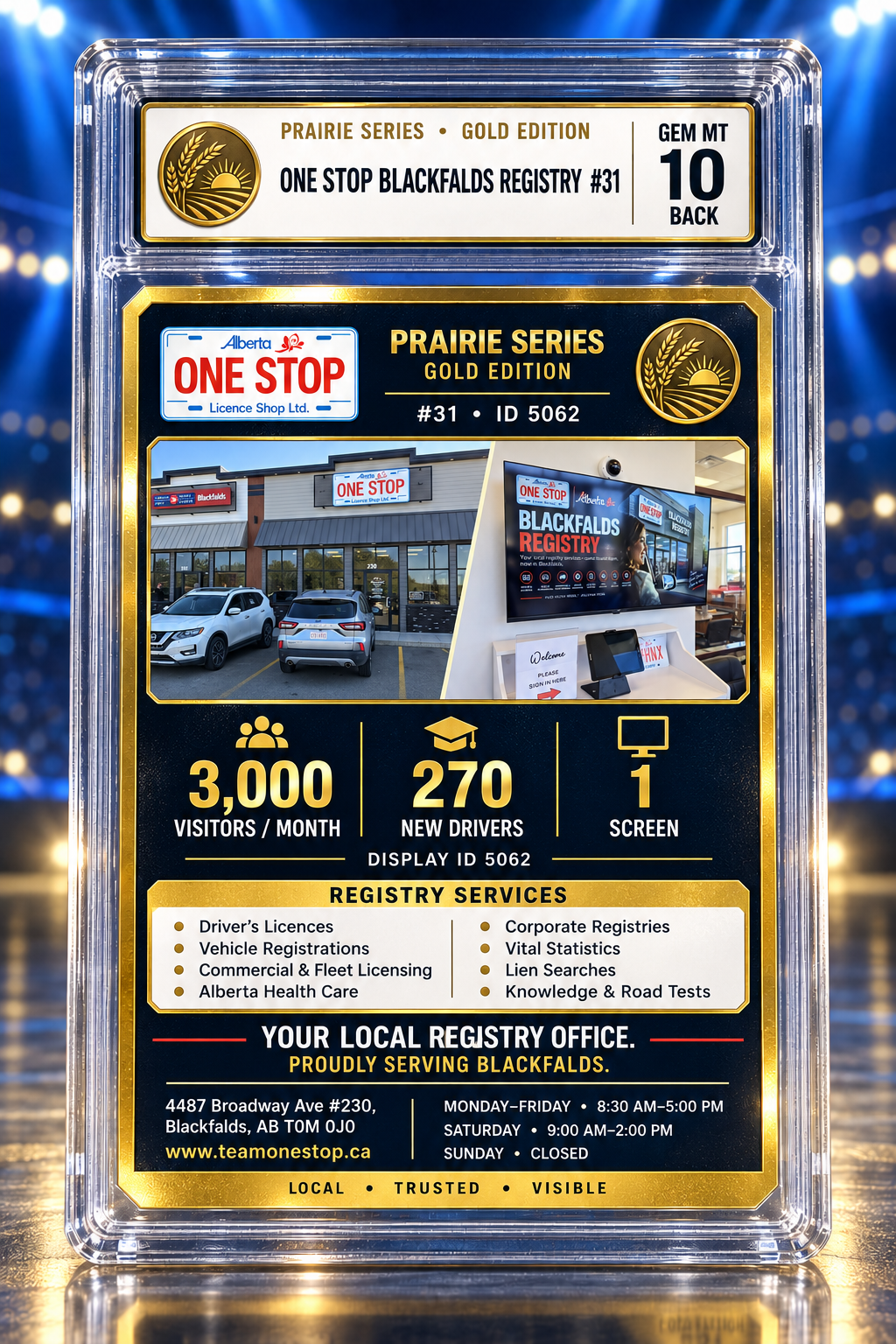 One Stop Blackfalds Registry location details and audience card